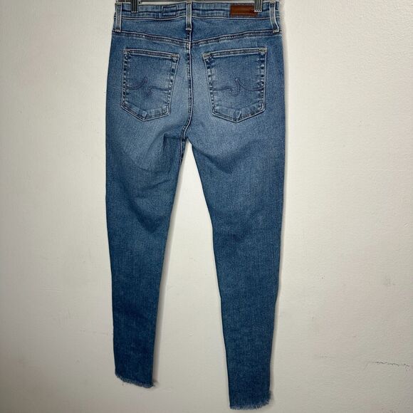 AG The Prima Ankle Raw Hem Cigarette Ankle Med Wash Blue Skinny Jean 27 Zip Fly - Picture 8 of 13